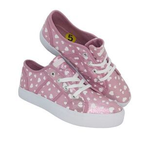 CYNTHIA ROWLEY Womens New w/Tags Glitter Pink w/Hearts Designer Sneakers - sz. 5